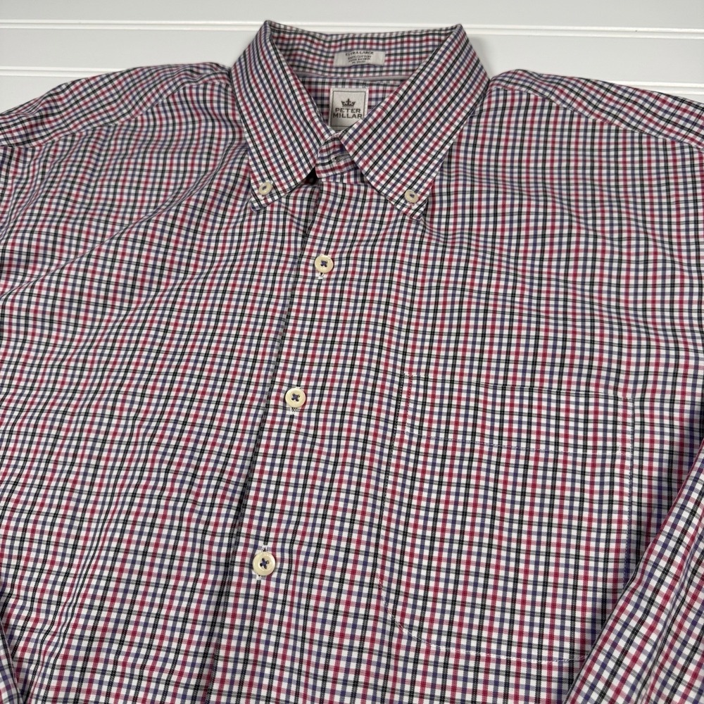 Peter Millar Long Sleeve Button Up Men's‎ XL Multicolor Check See Description